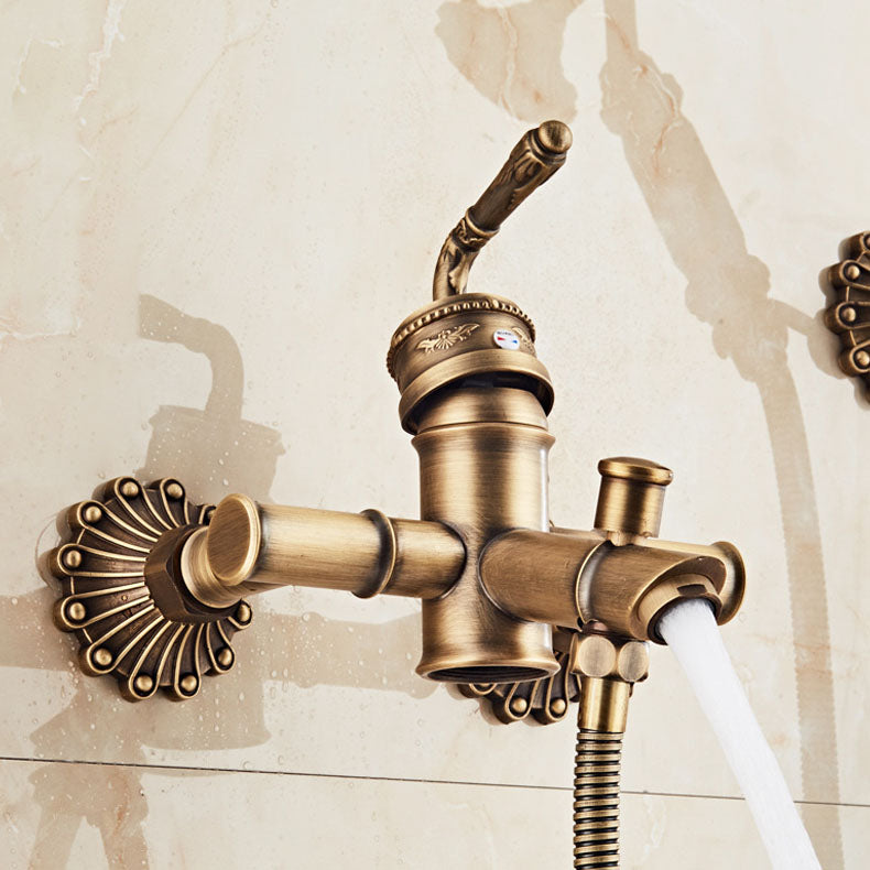 Wall Mounted Metal Freestanding Tub Filler Copper Freestanding Faucet Clearhalo 'Bathroom Remodel & Bathroom Fixtures' 'Bathtub Faucets' 'bathtub_faucets' 'Home Improvement' 'home_improvement' 'home_improvement_bathtub_faucets' 6681434