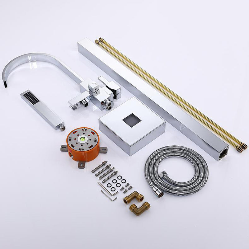 Freestanding Bathtub Faucet Floor Mounted One Lever Handle with Hose Clearhalo 'Bathroom Remodel & Bathroom Fixtures' 'Bathtub Faucets' 'bathtub_faucets' 'Home Improvement' 'home_improvement' 'home_improvement_bathtub_faucets' 6681476