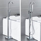 Contemporary Style Freestanding Bathtub Faucet Floor Mounted Freestanding Tub Filler Clearhalo 'Bathroom Remodel & Bathroom Fixtures' 'Bathtub Faucets' 'bathtub_faucets' 'Home Improvement' 'home_improvement' 'home_improvement_bathtub_faucets' 6681551