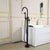 Floor Mounted Freestanding Tub Filler Modern Style Metal Freestanding Tub Filler Matte Black Hand Shower Included Clearhalo 'Bathroom Remodel & Bathroom Fixtures' 'Bathtub Faucets' 'bathtub_faucets' 'Home Improvement' 'home_improvement' 'home_improvement_bathtub_faucets' 6681581