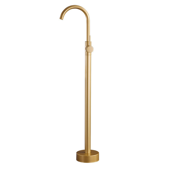 Contemporary Metal Freestanding Faucet Floor Mounted Freestanding Bathtub Faucet Rose Gold Hand Shower Not Included Ground Clearhalo 'Bathroom Remodel & Bathroom Fixtures' 'Bathtub Faucets' 'bathtub_faucets' 'Home Improvement' 'home_improvement' 'home_improvement_bathtub_faucets' 6681615