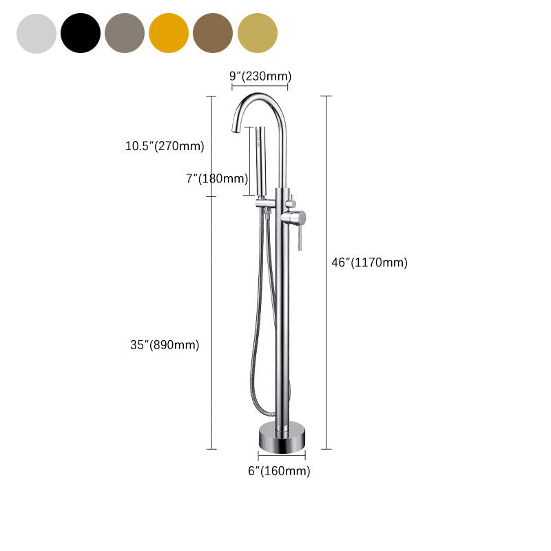 Contemporary Metal Freestanding Faucet Floor Mounted Freestanding Bathtub Faucet Clearhalo 'Bathroom Remodel & Bathroom Fixtures' 'Bathtub Faucets' 'bathtub_faucets' 'Home Improvement' 'home_improvement' 'home_improvement_bathtub_faucets' 6681627