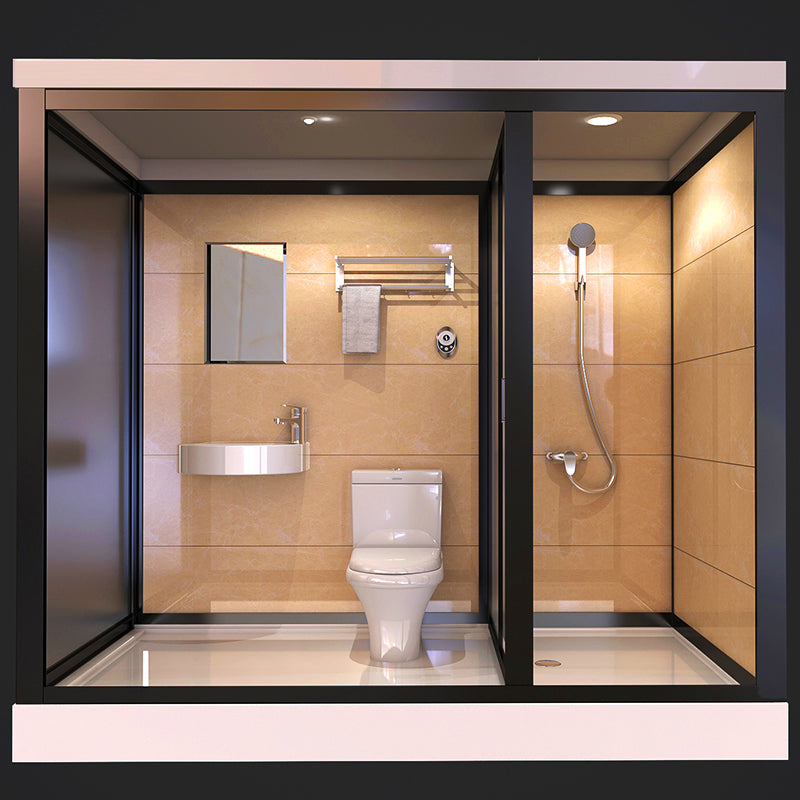 One Piece Tempered Glass Single Sliding Shower Enclosure White Frame Shower Enclosure Clearhalo 'Bathroom Remodel & Bathroom Fixtures' 'Home Improvement' 'home_improvement' 'home_improvement_shower_stalls_enclosures' 'Shower Stalls & Enclosures' 'shower_stalls_enclosures' 'Showers & Bathtubs' 6681692