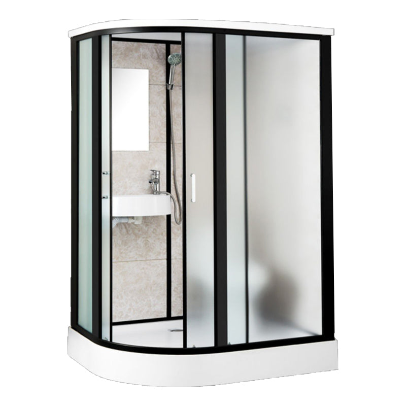 One Piece Tempered Glass Single Sliding Shower Enclosure White Frame Shower Enclosure Clearhalo 'Bathroom Remodel & Bathroom Fixtures' 'Home Improvement' 'home_improvement' 'home_improvement_shower_stalls_enclosures' 'Shower Stalls & Enclosures' 'shower_stalls_enclosures' 'Showers & Bathtubs' 6681702