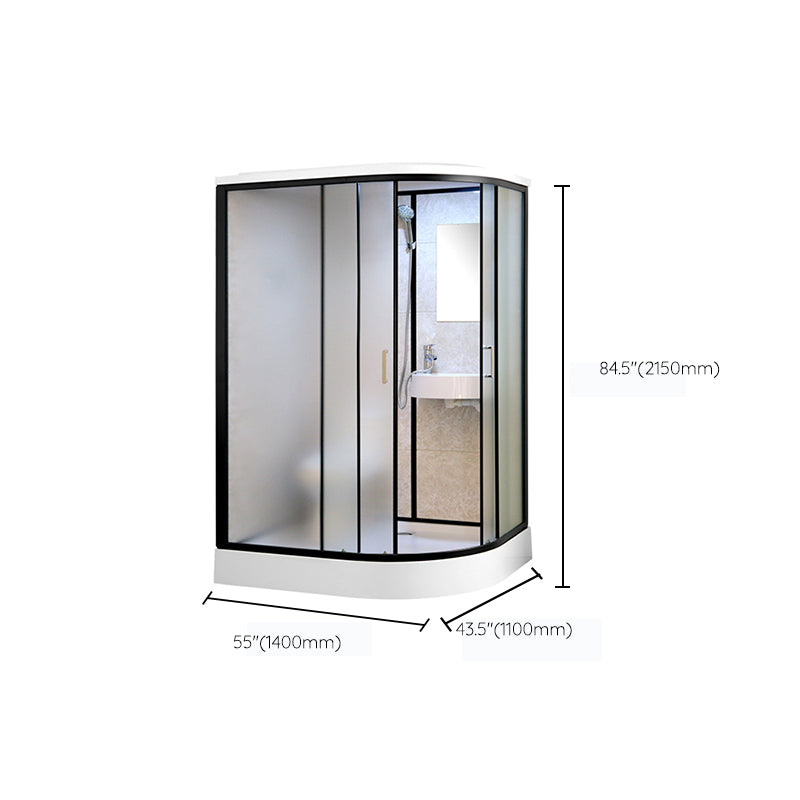 One Piece Tempered Glass Single Sliding Shower Enclosure White Frame Shower Enclosure Clearhalo 'Bathroom Remodel & Bathroom Fixtures' 'Home Improvement' 'home_improvement' 'home_improvement_shower_stalls_enclosures' 'Shower Stalls & Enclosures' 'shower_stalls_enclosures' 'Showers & Bathtubs' 6681703