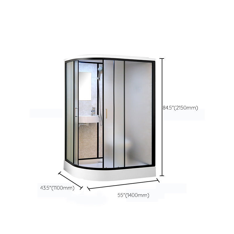 One Piece Tempered Glass Single Sliding Shower Enclosure White Frame Shower Enclosure Clearhalo 'Bathroom Remodel & Bathroom Fixtures' 'Home Improvement' 'home_improvement' 'home_improvement_shower_stalls_enclosures' 'Shower Stalls & Enclosures' 'shower_stalls_enclosures' 'Showers & Bathtubs' 6681704