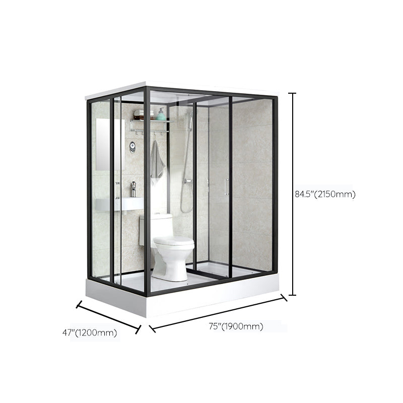 One Piece Tempered Glass Single Sliding Shower Enclosure White Frame Shower Enclosure Clearhalo 'Bathroom Remodel & Bathroom Fixtures' 'Home Improvement' 'home_improvement' 'home_improvement_shower_stalls_enclosures' 'Shower Stalls & Enclosures' 'shower_stalls_enclosures' 'Showers & Bathtubs' 6681706