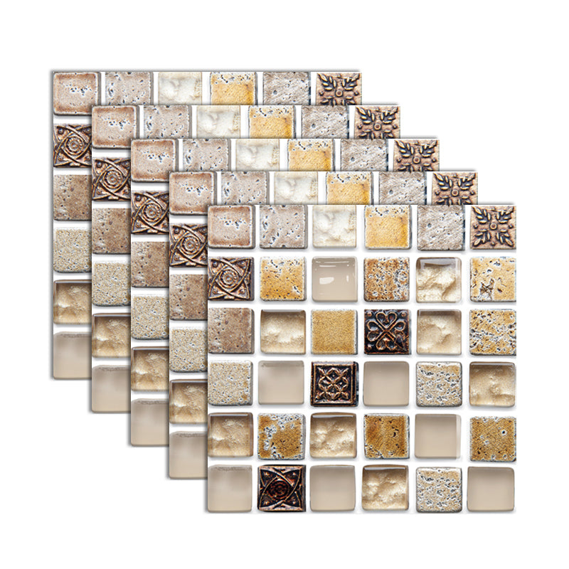 Plastic Peel and Stick Tiles Mosaic Tile Grid Square Waterproof Peel & Stick Tile 10-Pack Yellow Clearhalo 'Flooring 'Home Improvement' 'home_improvement' 'home_improvement_peel_stick_blacksplash' 'Peel & Stick Backsplash Tile' 'peel_stick_blacksplash' 'Walls & Ceilings' Walls and Ceiling' 6681710