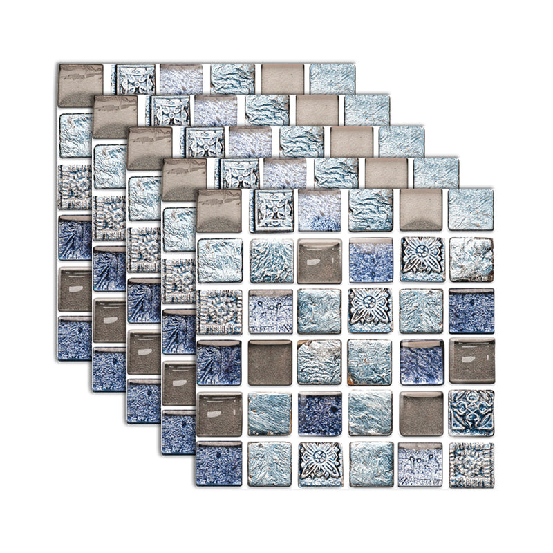 Plastic Peel and Stick Tiles Mosaic Tile Grid Square Waterproof Peel & Stick Tile 10-Pack Blue Clearhalo 'Flooring 'Home Improvement' 'home_improvement' 'home_improvement_peel_stick_blacksplash' 'Peel & Stick Backsplash Tile' 'peel_stick_blacksplash' 'Walls & Ceilings' Walls and Ceiling' 6681711