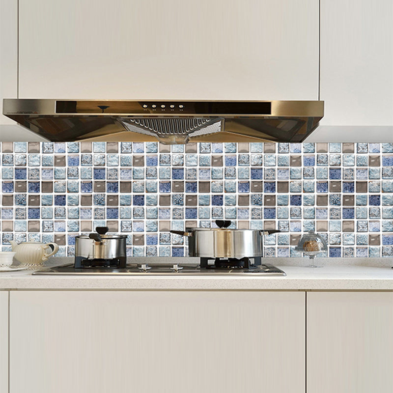 Plastic Peel and Stick Tiles Mosaic Tile Grid Square Waterproof Peel & Stick Tile 10-Pack Blue 100-Piece Set Clearhalo 'Flooring 'Home Improvement' 'home_improvement' 'home_improvement_peel_stick_blacksplash' 'Peel & Stick Backsplash Tile' 'peel_stick_blacksplash' 'Walls & Ceilings' Walls and Ceiling' 6681718