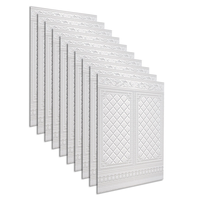 Glam Style Wall Paneling Living Room Peel and Stick 3D Embossing Waterproof Wall Paneling Cream Small Diamond Texture Clearhalo 'Flooring 'Home Improvement' 'home_improvement' 'home_improvement_wall_paneling' 'Wall Paneling' 'wall_paneling' 'Walls & Ceilings' Walls and Ceiling' 6681981