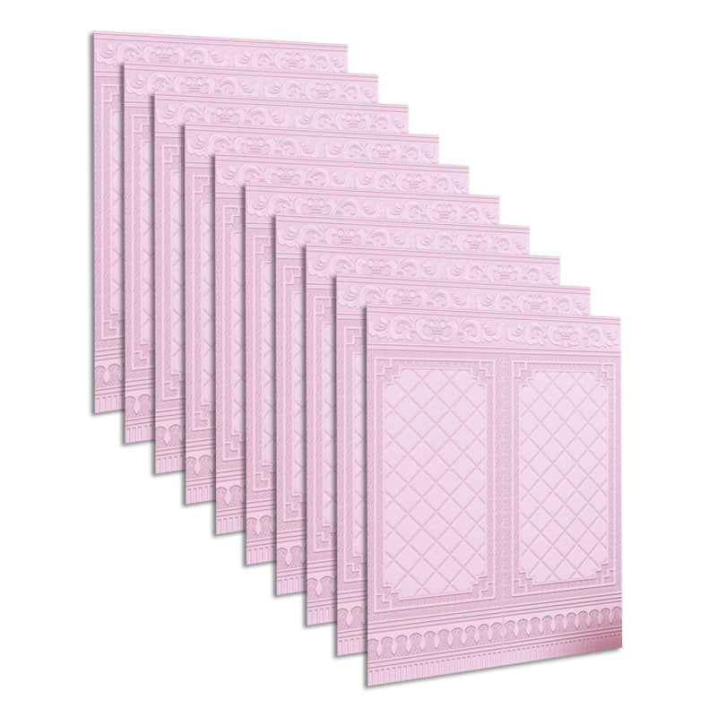 Glam Style Wall Paneling Living Room Peel and Stick 3D Embossing Waterproof Wall Paneling Pink Small Diamond Texture Clearhalo 'Flooring 'Home Improvement' 'home_improvement' 'home_improvement_wall_paneling' 'Wall Paneling' 'wall_paneling' 'Walls & Ceilings' Walls and Ceiling' 6681983