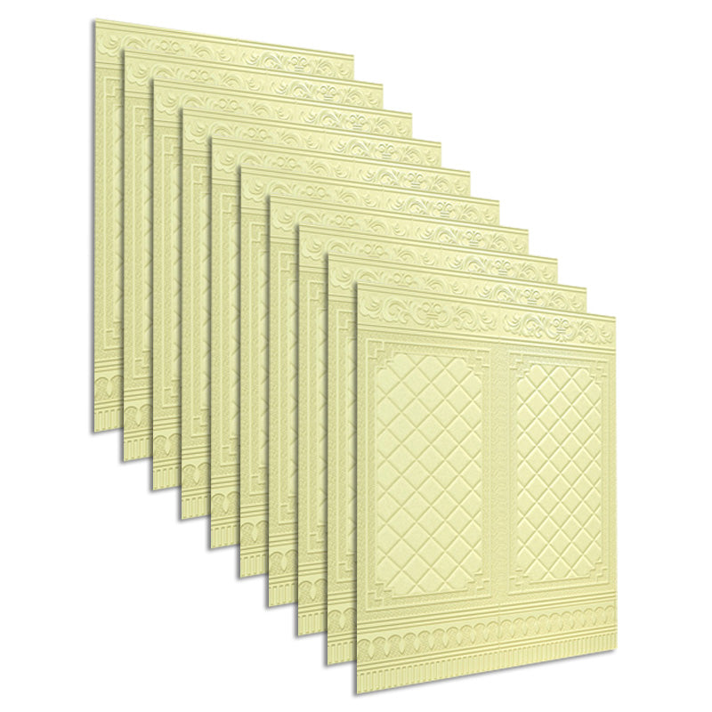 Glam Style Wall Paneling Living Room Peel and Stick 3D Embossing Waterproof Wall Paneling Beige Small Diamond Texture Clearhalo 'Flooring 'Home Improvement' 'home_improvement' 'home_improvement_wall_paneling' 'Wall Paneling' 'wall_paneling' 'Walls & Ceilings' Walls and Ceiling' 6681985