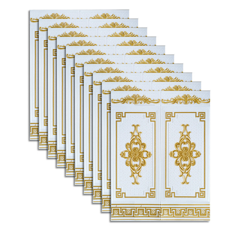 Glam Style Wall Panel Living Room 3D Embossed Waterproof Wall Paneling White-Gold Clearhalo 'Flooring 'Home Improvement' 'home_improvement' 'home_improvement_wall_paneling' 'Wall Paneling' 'wall_paneling' 'Walls & Ceilings' Walls and Ceiling' 6682039