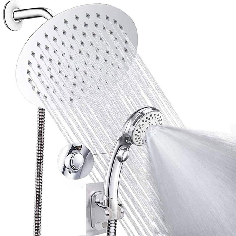 Round Dual Shower Head Stainless Steel 5-Spray Patterns Wall-Mount Showerhead Clearhalo 'Bathroom Remodel & Bathroom Fixtures' 'Home Improvement' 'home_improvement' 'home_improvement_shower_heads' 'Shower Heads' 'shower_heads' 'Showers & Bathtubs Plumbing' 'Showers & Bathtubs' 6682446