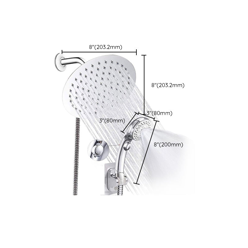 Round Dual Shower Head Stainless Steel 5-Spray Patterns Wall-Mount Showerhead Clearhalo 'Bathroom Remodel & Bathroom Fixtures' 'Home Improvement' 'home_improvement' 'home_improvement_shower_heads' 'Shower Heads' 'shower_heads' 'Showers & Bathtubs Plumbing' 'Showers & Bathtubs' 6682447