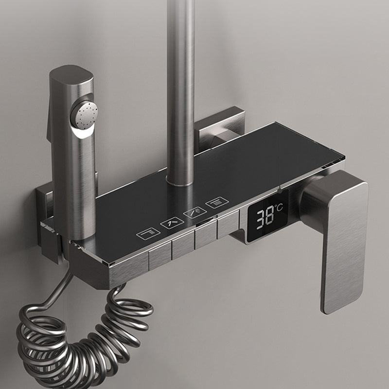 Contemporary Wall Mounted Shower System Slide Bar Included Shower Set Clearhalo 'Bathroom Remodel & Bathroom Fixtures' 'Home Improvement' 'home_improvement' 'home_improvement_shower_faucets' 'Shower Faucets & Systems' 'shower_faucets' 'Showers & Bathtubs Plumbing' 'Showers & Bathtubs' 6682650