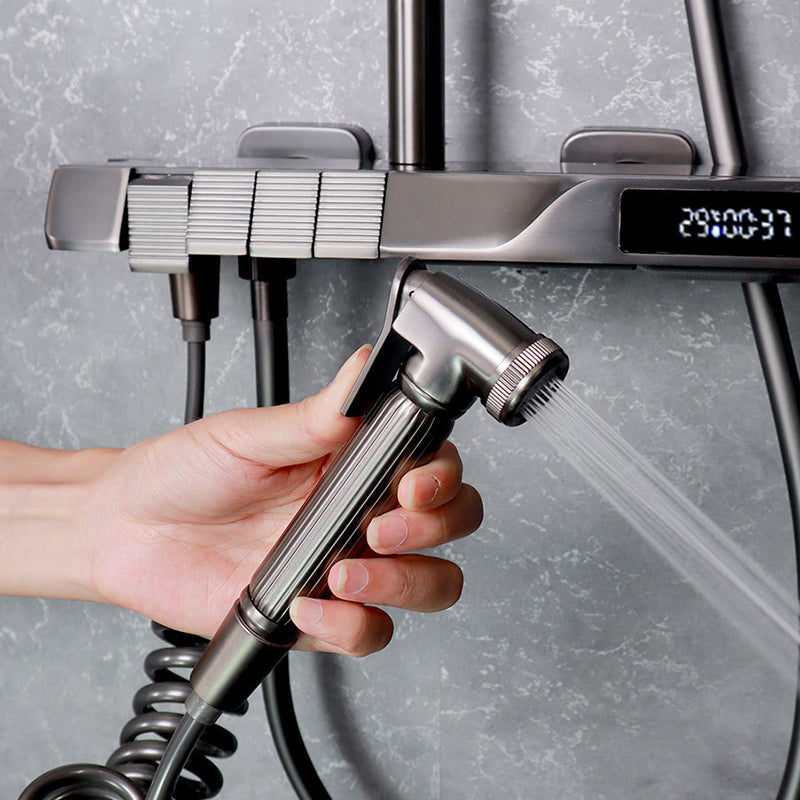 Contemporary Wall Mounted Shower System Slide Bar Included Shower Set Clearhalo 'Bathroom Remodel & Bathroom Fixtures' 'Home Improvement' 'home_improvement' 'home_improvement_shower_faucets' 'Shower Faucets & Systems' 'shower_faucets' 'Showers & Bathtubs Plumbing' 'Showers & Bathtubs' 6682663