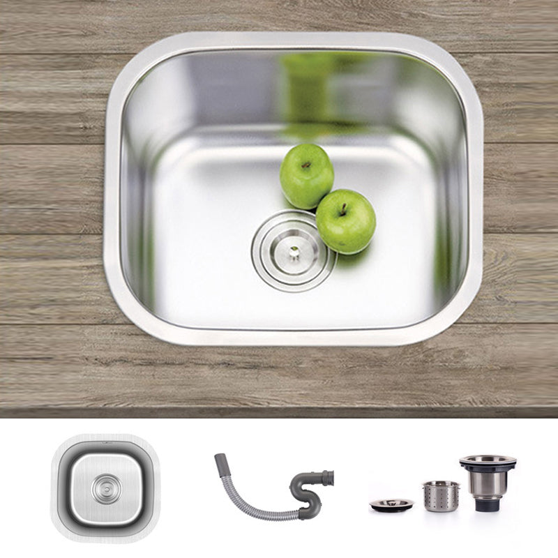 Modern Style Kitchen Sink Stainless Steel Kitchen Sink with Oval Shape 16.9"L x 15"W x 7.9"H Sink Only None Clearhalo 'Home Improvement' 'home_improvement' 'home_improvement_kitchen_sinks' 'Kitchen Remodel & Kitchen Fixtures' 'Kitchen Sinks & Faucet Components' 'Kitchen Sinks' 'kitchen_sinks' 6683562