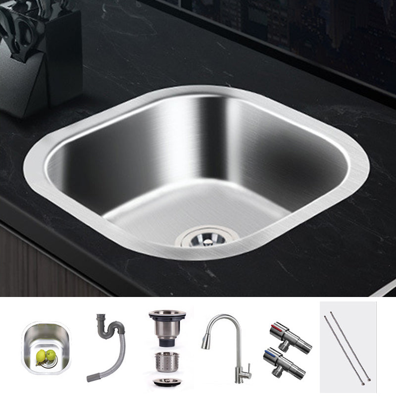 Modern Style Kitchen Sink Stainless Steel Kitchen Sink with Oval Shape 13"L x 11"W x 7"H Sink with Faucet Pull Out Faucet Clearhalo 'Home Improvement' 'home_improvement' 'home_improvement_kitchen_sinks' 'Kitchen Remodel & Kitchen Fixtures' 'Kitchen Sinks & Faucet Components' 'Kitchen Sinks' 'kitchen_sinks' 6683571