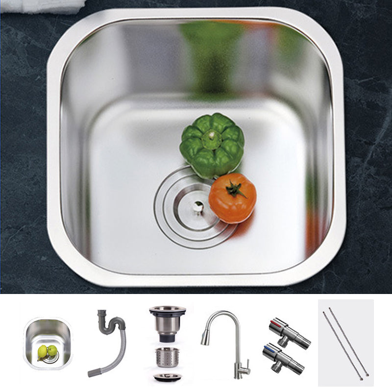 Modern Style Kitchen Sink Stainless Steel Kitchen Sink with Oval Shape 13"L x 13"W x 7"H Sink with Faucet Pull Out Faucet Clearhalo 'Home Improvement' 'home_improvement' 'home_improvement_kitchen_sinks' 'Kitchen Remodel & Kitchen Fixtures' 'Kitchen Sinks & Faucet Components' 'Kitchen Sinks' 'kitchen_sinks' 6683572