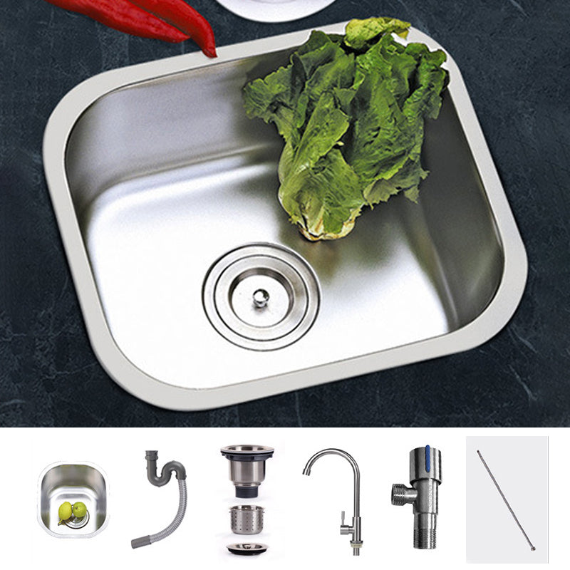 Modern Style Kitchen Sink Stainless Steel Kitchen Sink with Oval Shape 15"L x 13"W x 8"H Sink with Faucet Single Cooling Tap Clearhalo 'Home Improvement' 'home_improvement' 'home_improvement_kitchen_sinks' 'Kitchen Remodel & Kitchen Fixtures' 'Kitchen Sinks & Faucet Components' 'Kitchen Sinks' 'kitchen_sinks' 6683580