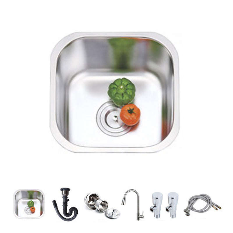 Modern Style Kitchen Sink Stainless Steel Kitchen Sink with Oval Shape 14"L x 14"W x 8"H Sink with Faucet Pull Out Faucet Clearhalo 'Home Improvement' 'home_improvement' 'home_improvement_kitchen_sinks' 'Kitchen Remodel & Kitchen Fixtures' 'Kitchen Sinks & Faucet Components' 'Kitchen Sinks' 'kitchen_sinks' 6683583