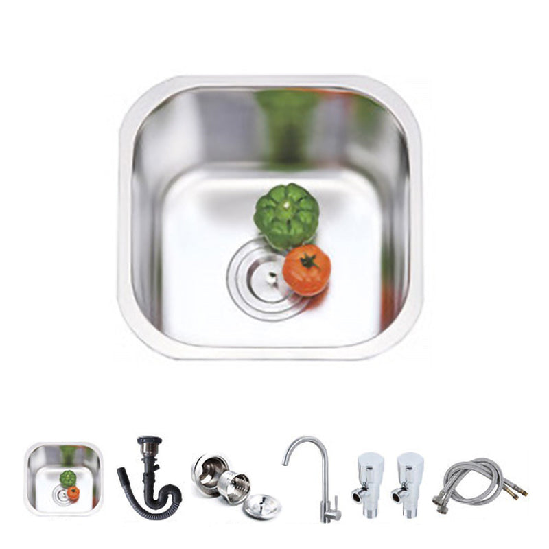 Modern Style Kitchen Sink Stainless Steel Kitchen Sink with Oval Shape 14"L x 14"W x 8"H Sink with Faucet Cold and Hot Tap Clearhalo 'Home Improvement' 'home_improvement' 'home_improvement_kitchen_sinks' 'Kitchen Remodel & Kitchen Fixtures' 'Kitchen Sinks & Faucet Components' 'Kitchen Sinks' 'kitchen_sinks' 6683585