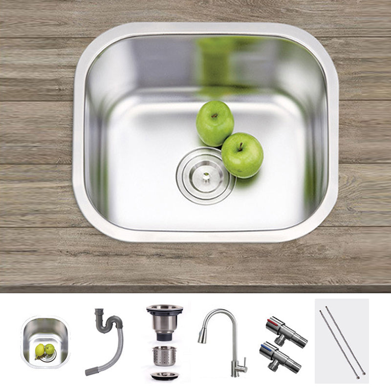 Modern Style Kitchen Sink Stainless Steel Kitchen Sink with Oval Shape 16.9"L x 15"W x 7.9"H Sink with Faucet Pull Out Faucet Clearhalo 'Home Improvement' 'home_improvement' 'home_improvement_kitchen_sinks' 'Kitchen Remodel & Kitchen Fixtures' 'Kitchen Sinks & Faucet Components' 'Kitchen Sinks' 'kitchen_sinks' 6683586