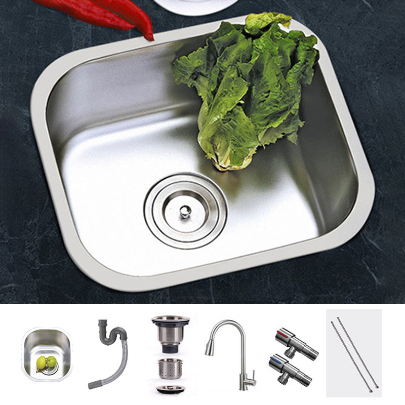 Modern Style Kitchen Sink Stainless Steel Kitchen Sink with Oval Shape 15"L x 13"W x 8"H Sink with Faucet Pull Out Faucet Clearhalo 'Home Improvement' 'home_improvement' 'home_improvement_kitchen_sinks' 'Kitchen Remodel & Kitchen Fixtures' 'Kitchen Sinks & Faucet Components' 'Kitchen Sinks' 'kitchen_sinks' 6683587