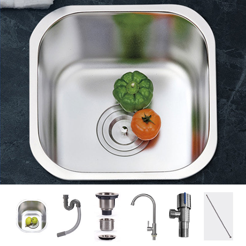 Modern Style Kitchen Sink Stainless Steel Kitchen Sink with Oval Shape 13"L x 13"W x 7"H Sink with Faucet Single Cooling Tap Clearhalo 'Home Improvement' 'home_improvement' 'home_improvement_kitchen_sinks' 'Kitchen Remodel & Kitchen Fixtures' 'Kitchen Sinks & Faucet Components' 'Kitchen Sinks' 'kitchen_sinks' 6683590