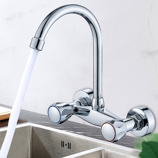 Modern Bridge Faucet Brass Knob Handle Swivel Spout Wall Mounted Pot Filler Faucet Clearhalo 'Home Improvement' 'home_improvement' 'home_improvement_kitchen_faucets' 'Kitchen Faucets' 'Kitchen Remodel & Kitchen Fixtures' 'Kitchen Sinks & Faucet Components' 'kitchen_faucets' 6683787
