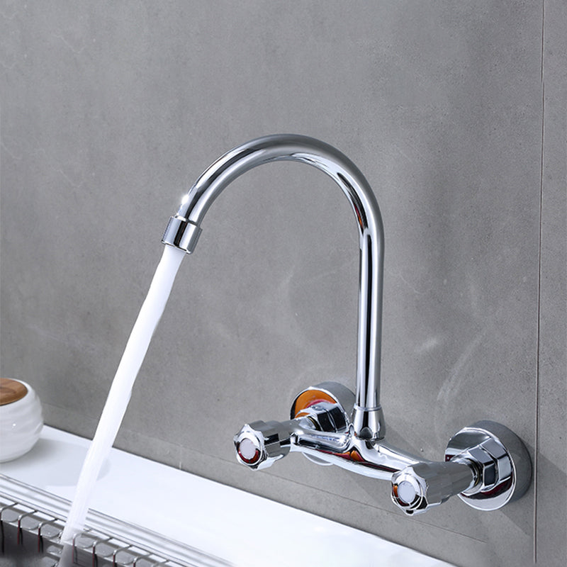 Modern Bridge Faucet Brass Knob Handle Swivel Spout Wall Mounted Pot Filler Faucet Brass Gooseneck Clearhalo 'Home Improvement' 'home_improvement' 'home_improvement_kitchen_faucets' 'Kitchen Faucets' 'Kitchen Remodel & Kitchen Fixtures' 'Kitchen Sinks & Faucet Components' 'kitchen_faucets' 6683791