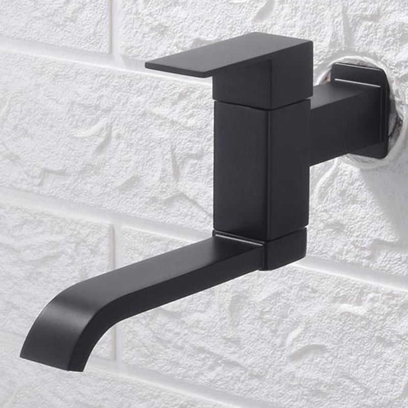 Contemporary Wall Mounted Bathroom Faucet Lever Handles Low Arc Rotatable Brass Faucet Clearhalo 'Bathroom Remodel & Bathroom Fixtures' 'Bathroom Sink Faucets' 'Bathroom Sinks & Faucet Components' 'bathroom_sink_faucets' 'Home Improvement' 'home_improvement' 'home_improvement_bathroom_sink_faucets' 6683812