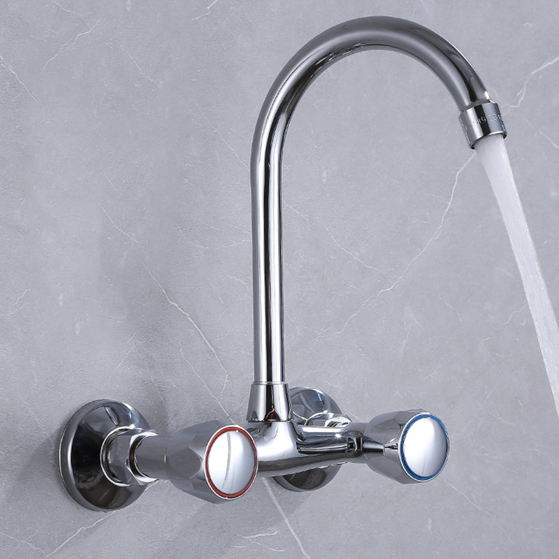 Modern Kitchen Faucet Brass Knob Handle High Arch Wall Mounted Pot Filler Faucet Gooseneck Clearhalo 'Home Improvement' 'home_improvement' 'home_improvement_kitchen_faucets' 'Kitchen Faucets' 'Kitchen Remodel & Kitchen Fixtures' 'Kitchen Sinks & Faucet Components' 'kitchen_faucets' 6683830