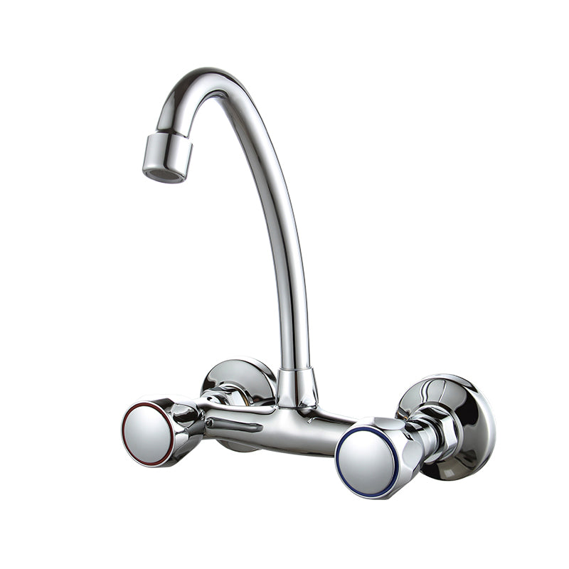 Modern Kitchen Faucet Brass Knob Handle High Arch Wall Mounted Pot Filler Faucet Umbrella Pipe Clearhalo 'Home Improvement' 'home_improvement' 'home_improvement_kitchen_faucets' 'Kitchen Faucets' 'Kitchen Remodel & Kitchen Fixtures' 'Kitchen Sinks & Faucet Components' 'kitchen_faucets' 6683831