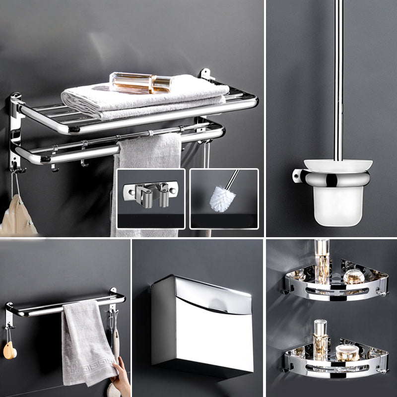 Modern Bathroom Accessory Kit Stainless Steel Towel Bar Bath Shelf Bathroom Set 8-Piece Set (Triangle Bath Shelf) Clearhalo 'Bathroom Hardware Sets' 'Bathroom Hardware' 'Bathroom Remodel & Bathroom Fixtures' 'bathroom_hardware_sets' 'Home Improvement' 'home_improvement' 'home_improvement_bathroom_hardware_sets' 6688459