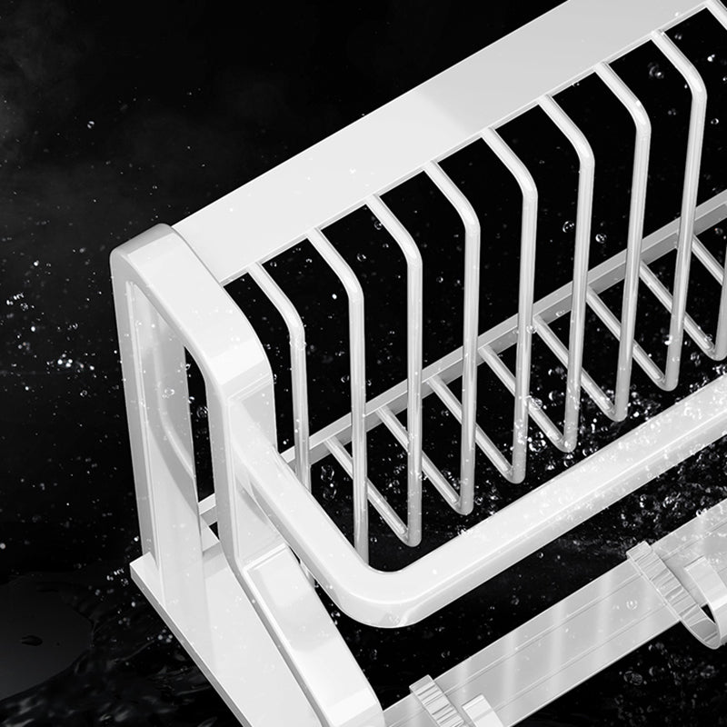 Contemporary Bath Hardware Set in Stainless Aluminum Matte White Robe Hooks/Bath Shelf Clearhalo 'Bathroom Hardware Sets' 'Bathroom Hardware' 'Bathroom Remodel & Bathroom Fixtures' 'bathroom_hardware_sets' 'Home Improvement' 'home_improvement' 'home_improvement_bathroom_hardware_sets' 6688535