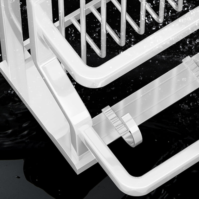 Contemporary Bath Hardware Set in Stainless Aluminum Matte White Robe Hooks/Bath Shelf Clearhalo 'Bathroom Hardware Sets' 'Bathroom Hardware' 'Bathroom Remodel & Bathroom Fixtures' 'bathroom_hardware_sets' 'Home Improvement' 'home_improvement' 'home_improvement_bathroom_hardware_sets' 6688538