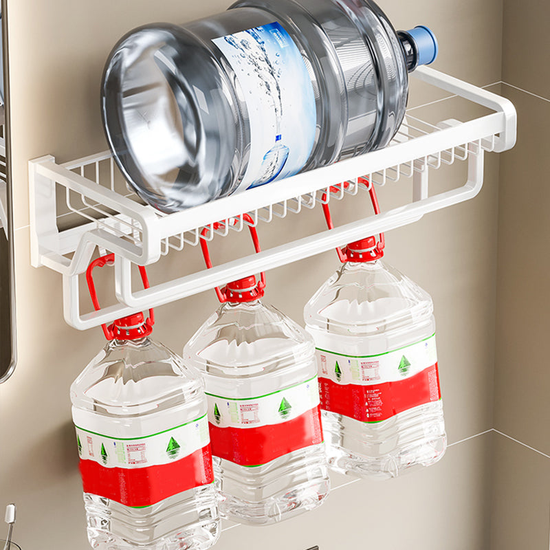 Contemporary Bath Hardware Set in Stainless Aluminum Matte White Robe Hooks/Bath Shelf Clearhalo 'Bathroom Hardware Sets' 'Bathroom Hardware' 'Bathroom Remodel & Bathroom Fixtures' 'bathroom_hardware_sets' 'Home Improvement' 'home_improvement' 'home_improvement_bathroom_hardware_sets' 6688542