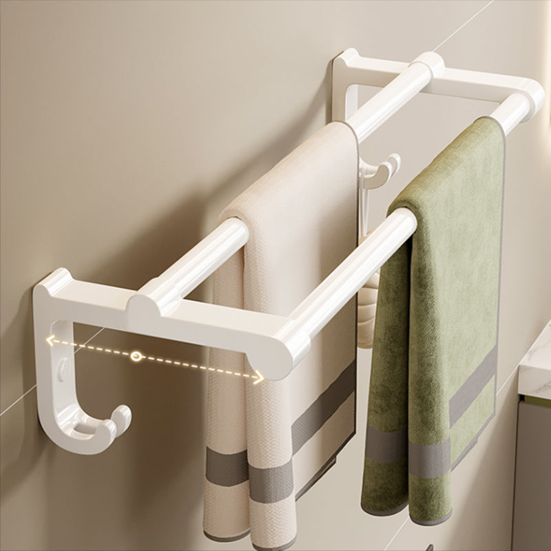 Contemporary Bath Hardware Set in Stainless Aluminum Matte White Robe Hooks/Bath Shelf Clearhalo 'Bathroom Hardware Sets' 'Bathroom Hardware' 'Bathroom Remodel & Bathroom Fixtures' 'bathroom_hardware_sets' 'Home Improvement' 'home_improvement' 'home_improvement_bathroom_hardware_sets' 6688544
