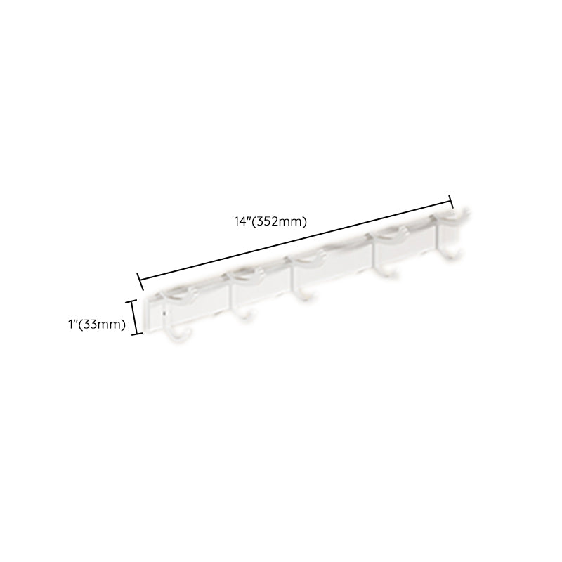 Contemporary Bath Hardware Set in Stainless Aluminum Matte White Robe Hooks/Bath Shelf Clearhalo 'Bathroom Hardware Sets' 'Bathroom Hardware' 'Bathroom Remodel & Bathroom Fixtures' 'bathroom_hardware_sets' 'Home Improvement' 'home_improvement' 'home_improvement_bathroom_hardware_sets' 6688566