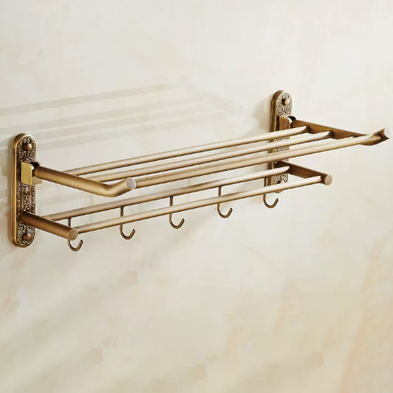 Distressed Brass Traditional Bathroom Set with Bath Shelf/Paper Holder & Towel Bar Clearhalo 'Bathroom Hardware Sets' 'Bathroom Hardware' 'Bathroom Remodel & Bathroom Fixtures' 'bathroom_hardware_sets' 'Home Improvement' 'home_improvement' 'home_improvement_bathroom_hardware_sets' 6688700