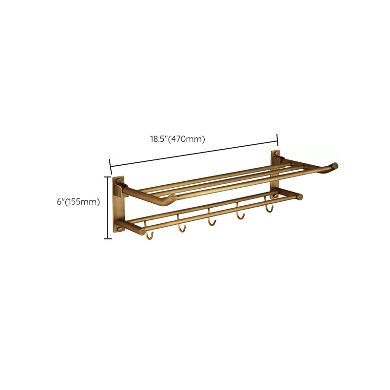 Distressed Brass Traditional Bathroom Set with Bath Shelf/Paper Holder & Towel Bar Clearhalo 'Bathroom Hardware Sets' 'Bathroom Hardware' 'Bathroom Remodel & Bathroom Fixtures' 'bathroom_hardware_sets' 'Home Improvement' 'home_improvement' 'home_improvement_bathroom_hardware_sets' 6688714