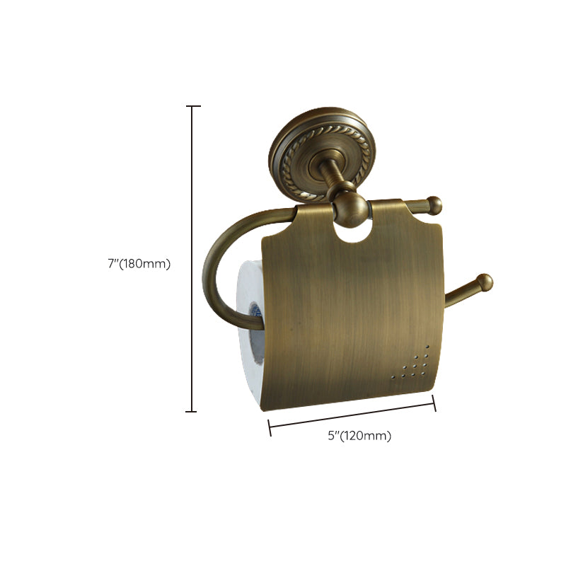 Distressed Brass Traditional Bathroom Set with Bath Shelf/Paper Holder & Towel Bar Clearhalo 'Bathroom Hardware Sets' 'Bathroom Hardware' 'Bathroom Remodel & Bathroom Fixtures' 'bathroom_hardware_sets' 'Home Improvement' 'home_improvement' 'home_improvement_bathroom_hardware_sets' 6688719