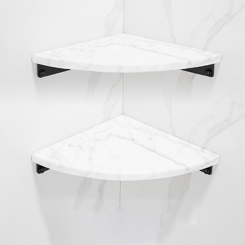 Matte Black Bathroom Accessory Set in Metal & Marble with Bath Shelf/Towel Bar 2-Piece Set (Triangular Bath Shelf) Clearhalo 'Bathroom Hardware Sets' 'Bathroom Hardware' 'Bathroom Remodel & Bathroom Fixtures' 'bathroom_hardware_sets' 'Home Improvement' 'home_improvement' 'home_improvement_bathroom_hardware_sets' 6688748