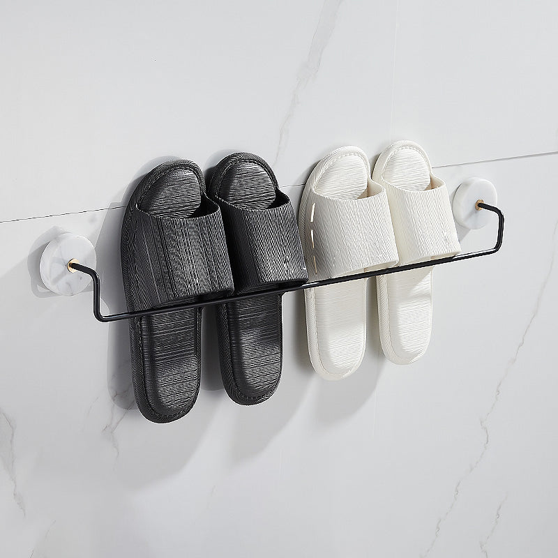 Matte Black Bathroom Accessory Set in Metal & Marble with Bath Shelf/Towel Bar Slipper Rack Clearhalo 'Bathroom Hardware Sets' 'Bathroom Hardware' 'Bathroom Remodel & Bathroom Fixtures' 'bathroom_hardware_sets' 'Home Improvement' 'home_improvement' 'home_improvement_bathroom_hardware_sets' 6688754