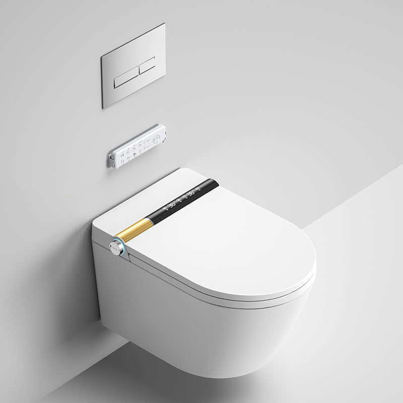 16.14" High Elongated Wall Mounted Bidet with Heated Seat White Bidet Toilet Gold Manual Flip (Medium Configuration Version) Clearhalo 'Bathroom Remodel & Bathroom Fixtures' 'Bidets' 'Home Improvement' 'home_improvement' 'home_improvement_bidets' 'Toilets & Bidets' 6688930