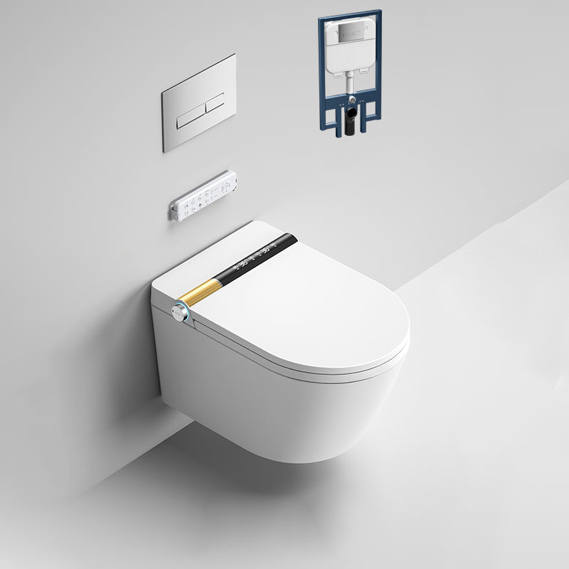 16.14" High Elongated Wall Mounted Bidet with Heated Seat White Bidet White Gold Clearhalo 'Bathroom Remodel & Bathroom Fixtures' 'Bidets' 'Home Improvement' 'home_improvement' 'home_improvement_bidets' 'Toilets & Bidets' 6688932