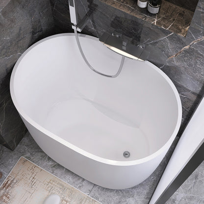 Modern Style Freestanding Bath Tub Acrylic Oval Bathtub in White 31"L x 23"W x 27"H Tub Clearhalo 'Bathroom Remodel & Bathroom Fixtures' 'Bathtubs' 'Home Improvement' 'home_improvement' 'home_improvement_bathtubs' 'Showers & Bathtubs' 6688981